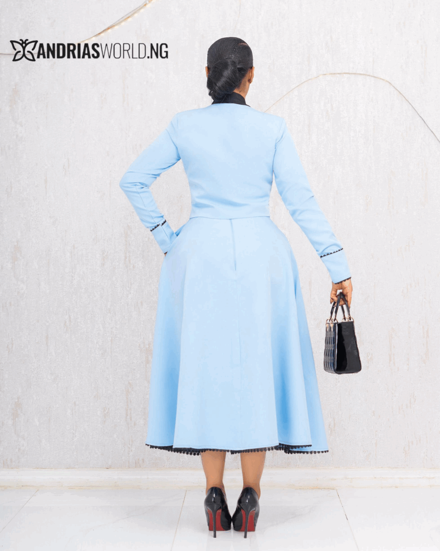 SKY BLUE THREE PIECE SKIRT SET